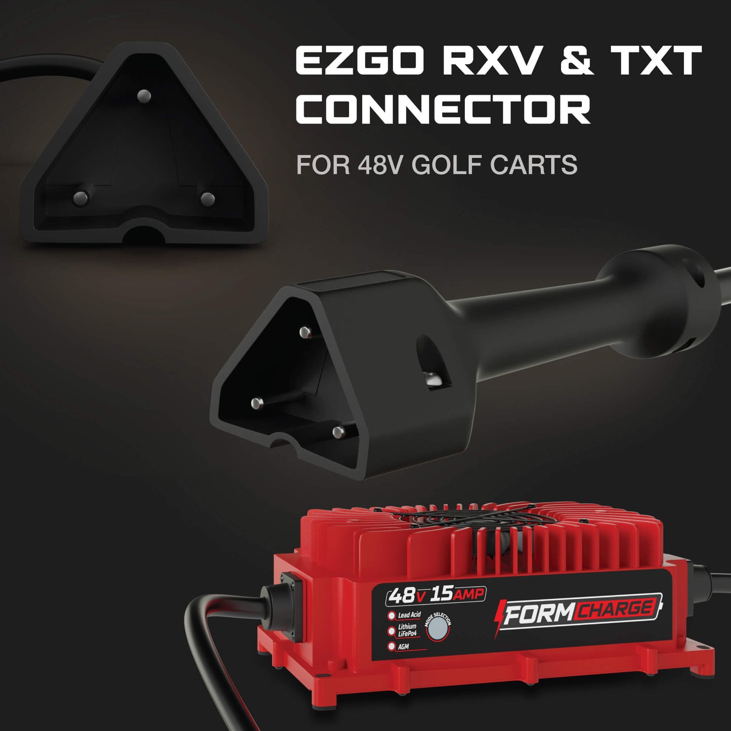 EZGO 48V Golf Cart Charger - RXV & TXT - 48V 15A Lithium, LiFePO4, Lead Acid, AGM