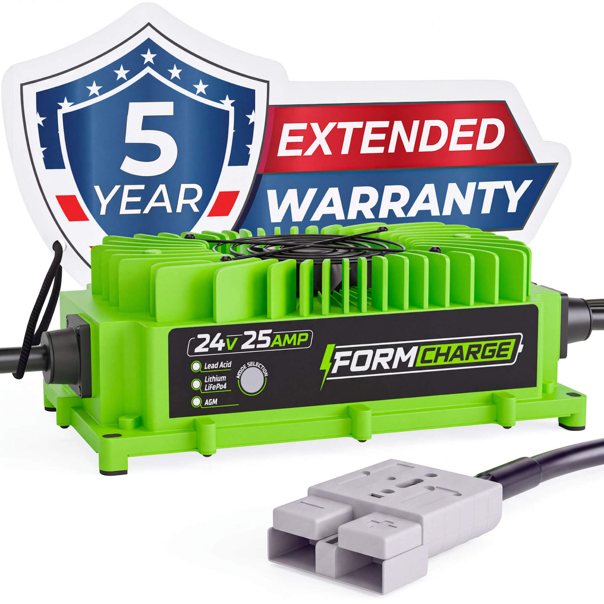 24V 25A Industrial Equipment Battery Charger - SB-175 Plug - Lithium, Lead Acid or AGM