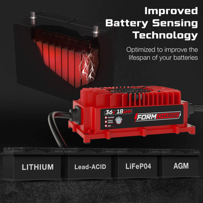 EZGO 36V Golf Cart Charger - TXT - 36V 18A Lithium, LiFePO4, Lead Acid, AGM