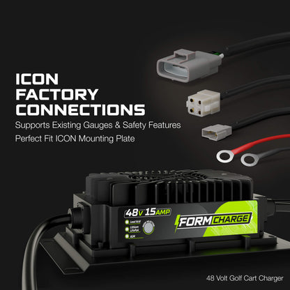 FORM 48 Volt Golf Cart Battery Charger for ICON Golf Carts - 48V 15 AMP Lithium, LiFePO4, Lead Acid, AGM