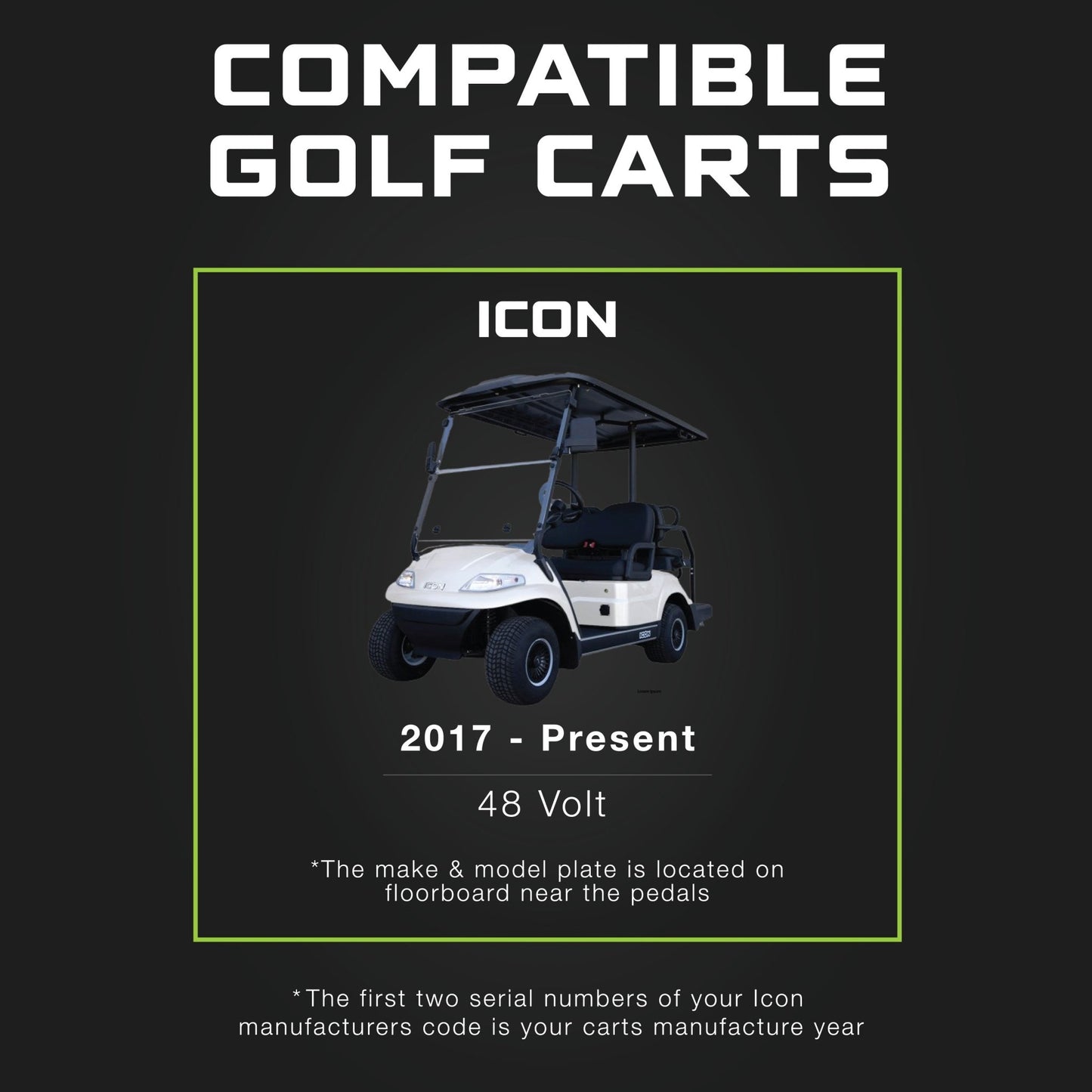 FORM 48 Volt Golf Cart Battery Charger for ICON Golf Carts - 48V 15 AMP Lithium, LiFePO4, Lead Acid, AGM