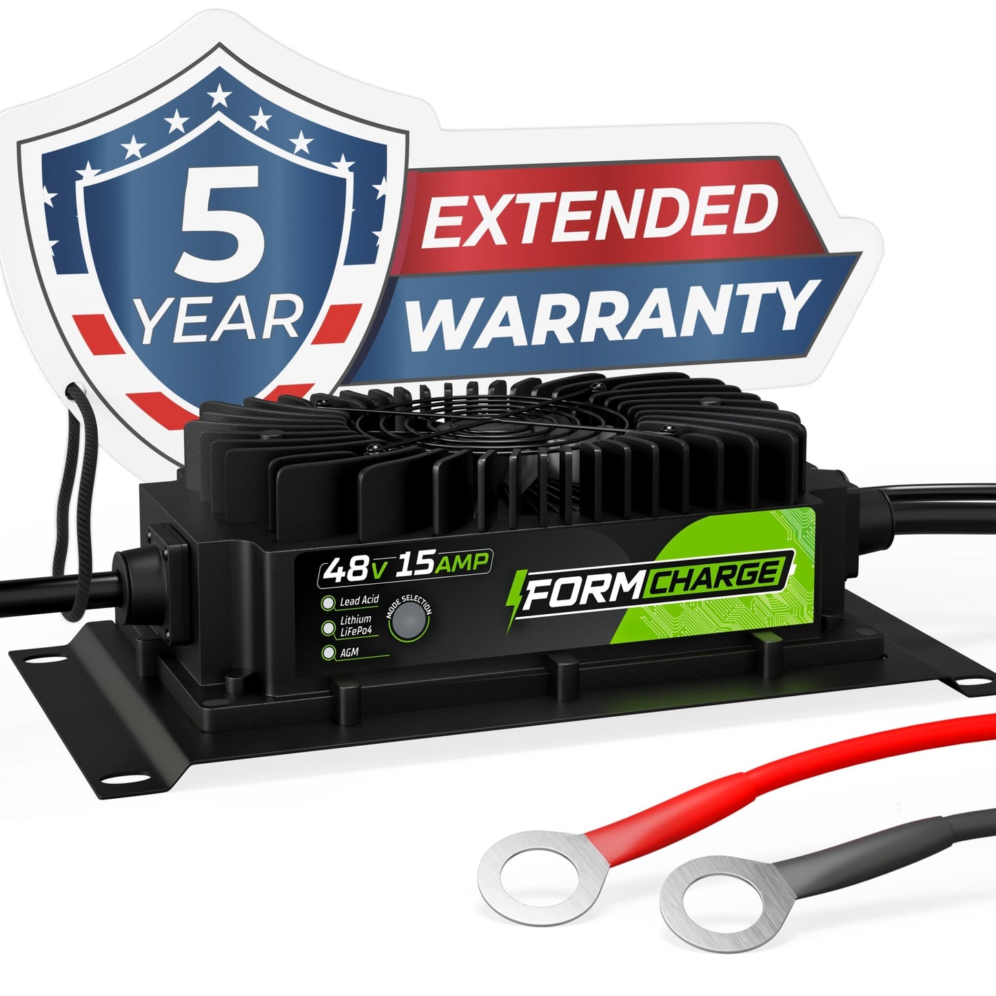 FORM 48 Volt Golf Cart Battery Charger for ICON Golf Carts - 48V 15 AMP Lithium, LiFePO4, Lead Acid, AGM
