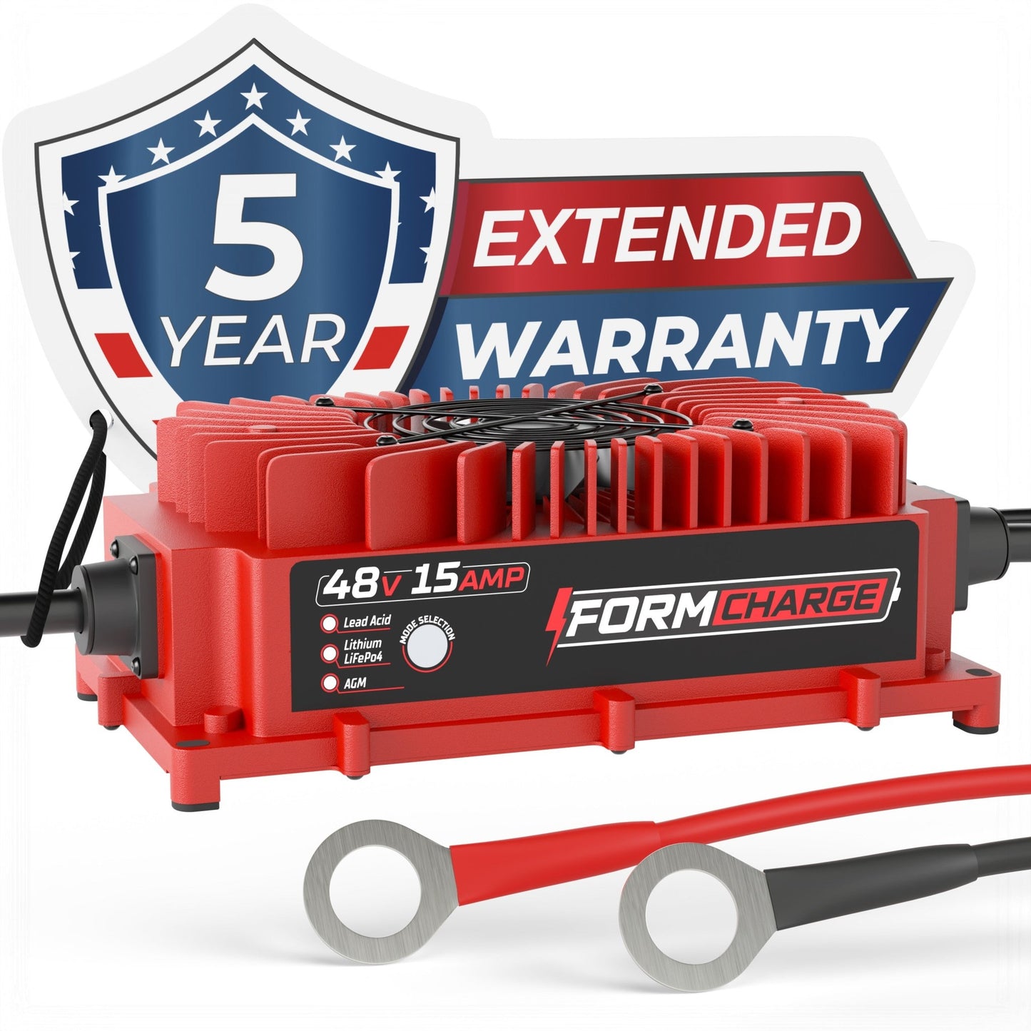 FORM 48 Volt Onboard Golf Cart Battery Charger - 48V 15AMP Lithium, LiFePO4, Lead Acid, AGM Battery Charger