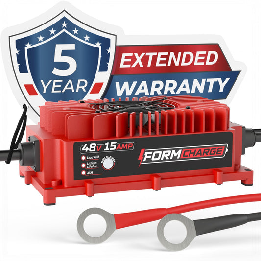 FORM 48 Volt Onboard Golf Cart Battery Charger - 48V 15AMP Lithium, LiFePO4, Lead Acid, AGM Battery Charger